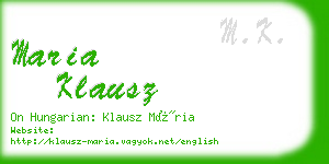 maria klausz business card